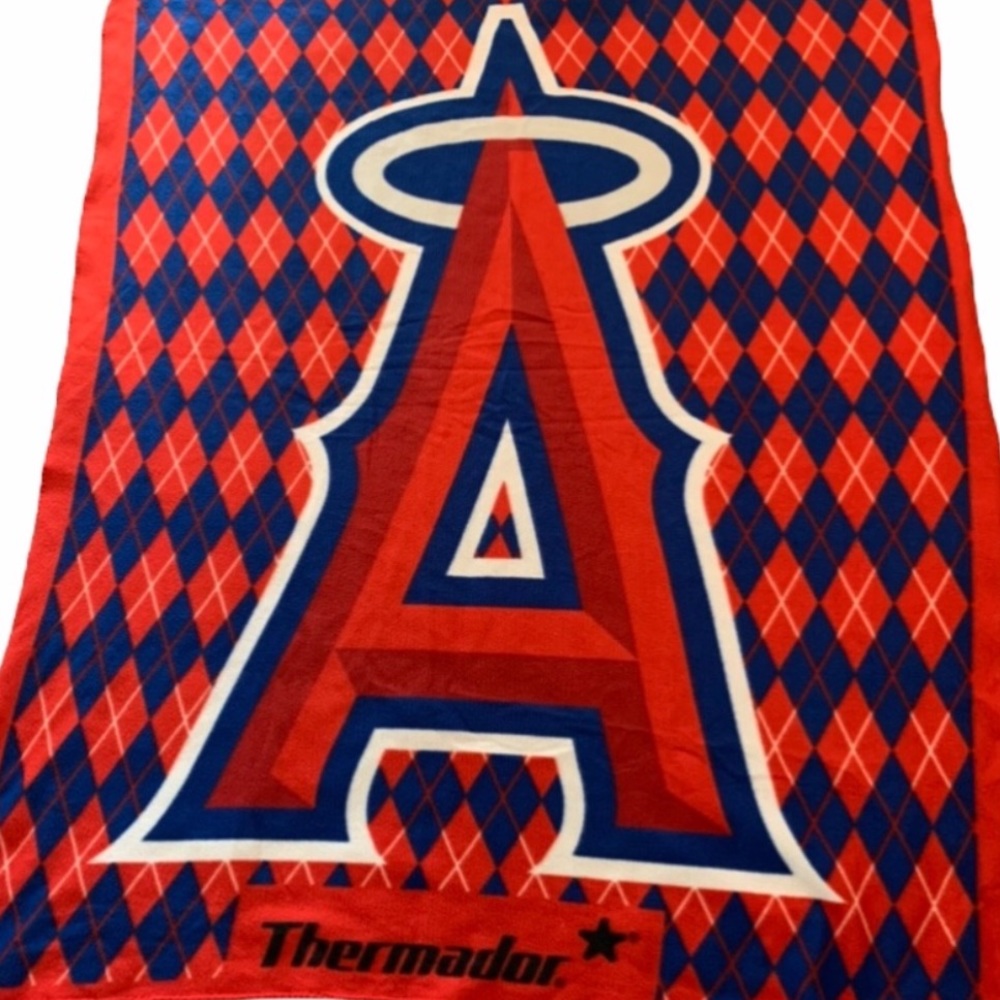 Los Angeles Angels Fleece Argyle Throw Blanket